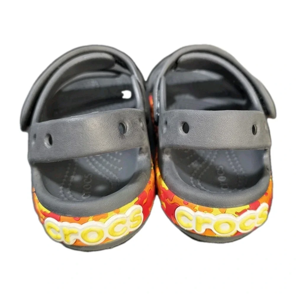 Crocs Crocband Cruiser Sandals Kids Size 12 Fire Flames Soles ***SEE DESCRIPTION
